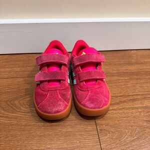 adidas Kids Bright Pink Suede Velcro Sneakers